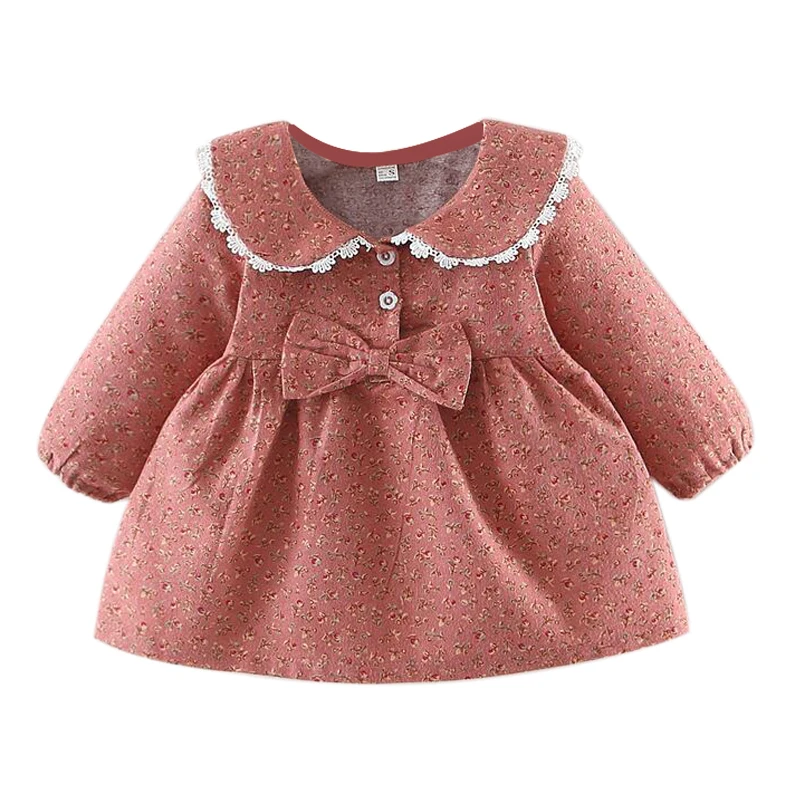 Детская одежда для маленьких девочек сезон осень зима платье с длинными рукавами