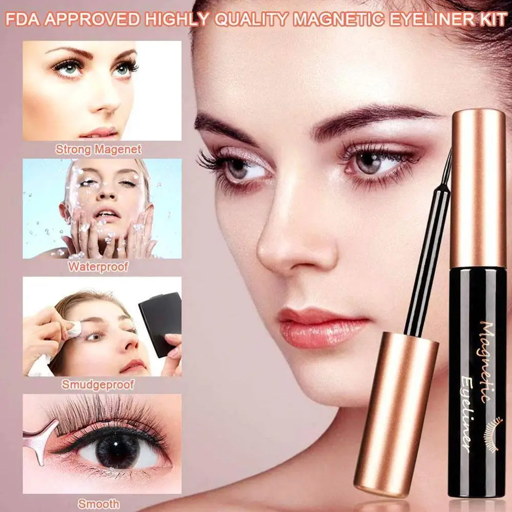 

6 Pairs Magnetic Lashes Eyeliner Magnetic Kit,Magnetic Eyelashes and Eyeliner Set,No Glue Nature Long Lasting Waterproof Gift