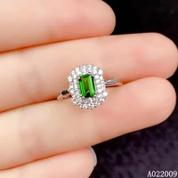 kjjeaxcmy fine jewelry 925 sterling silver inlaid natural diopside new ring popular girls ring support test