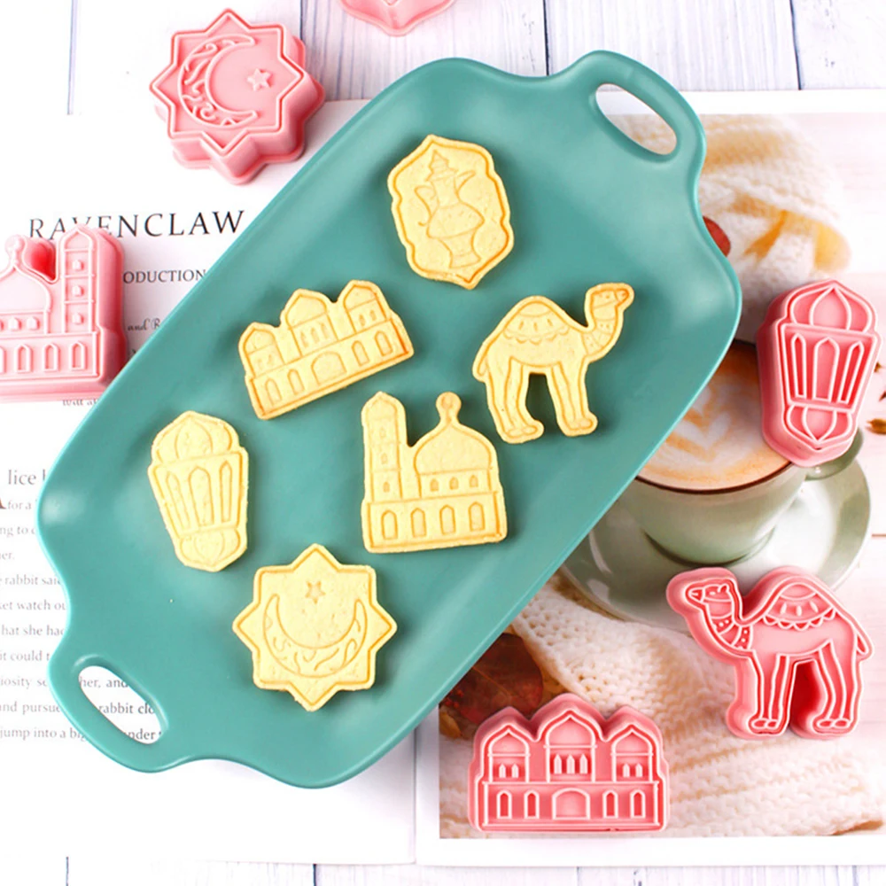 

6Pcs Eid Mubarak Biscuit Mold Cookie Cutters DIY Cake Baking Tools Islamic Muslim Party Decor Al Adha Ramadan Decoration