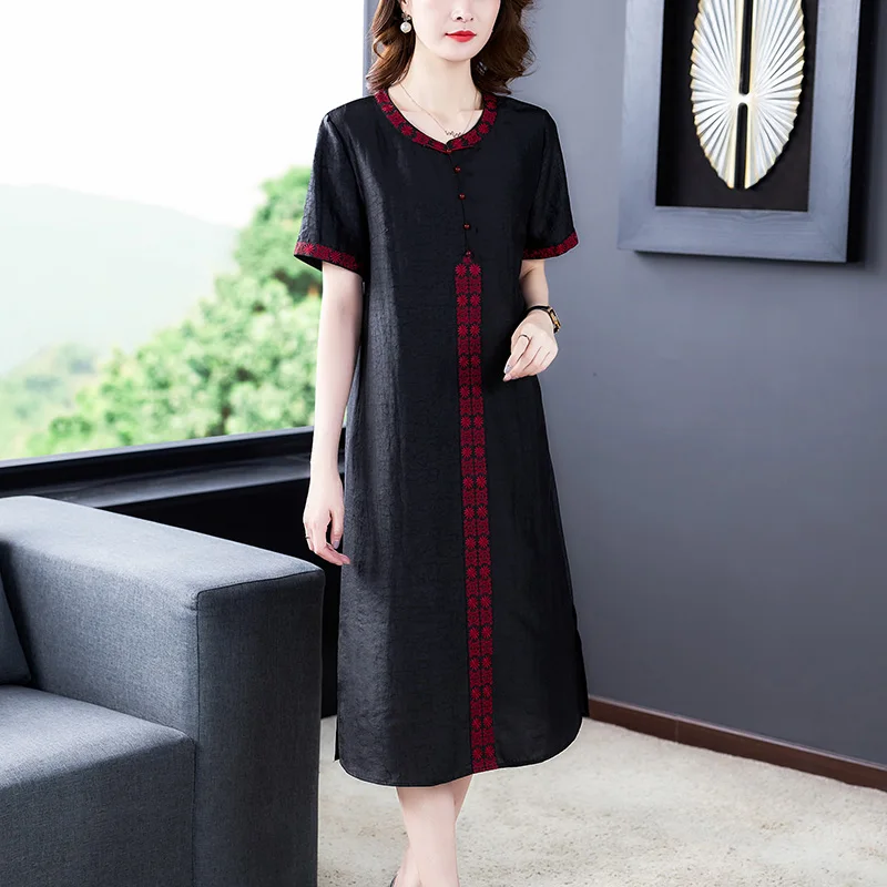 Женское платье-Ципао из искусственного шелка длинное платье в китайском стиле с