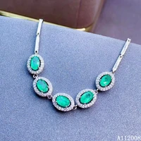 kjjeaxcmy fine jewelry 925 sterling silver inlaid natural emerald bracelet lovely female hand bracelet support testing