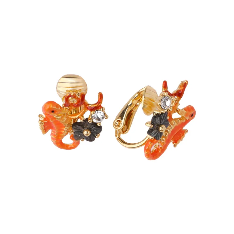 

New Earrings Hippocampus Europe and America Fresh Trend Fashion Personality Exaggerated Ear Clips Female Temperament Earrings