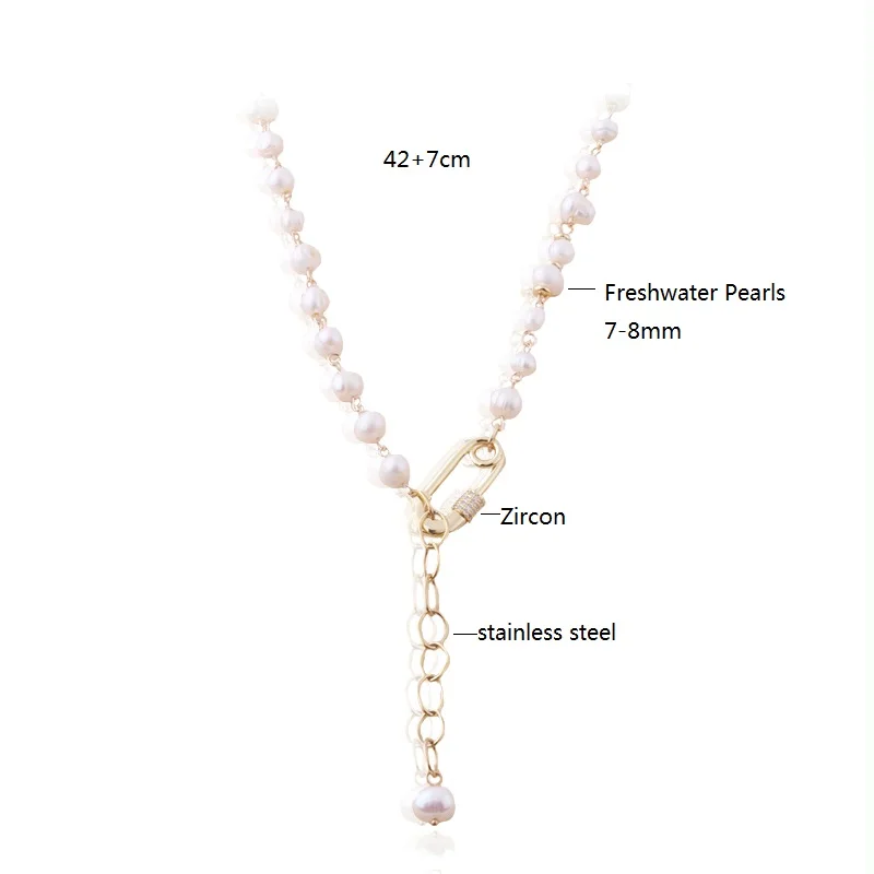 NeeFu WoFu set necklace Freshwater Pearls Zircon short Bohemia Stainless steel jewelry wholesa | Украшения и аксессуары