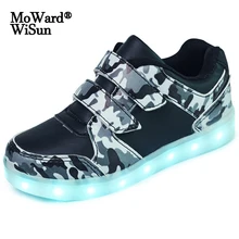 Size 25-37 Children LED Shoes for Boys Girls USB Charger Schoenen Kids Chaussure Enfant Luminous Glowing Sneaker with Light Sole