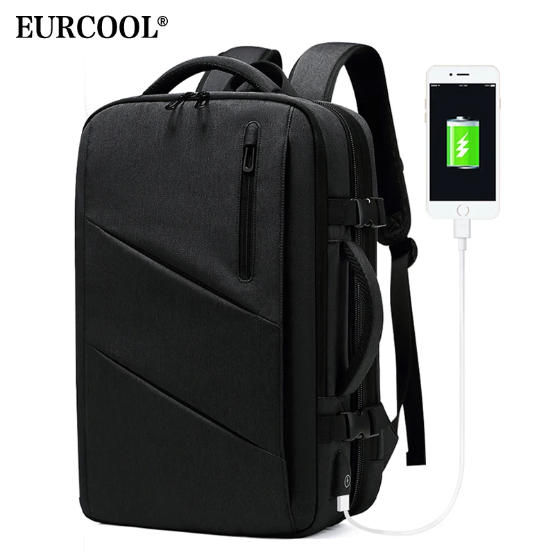 EURCOOL многофункциональный дорожный рюкзак для ноутбука 15 6 дюйма мужской с usb