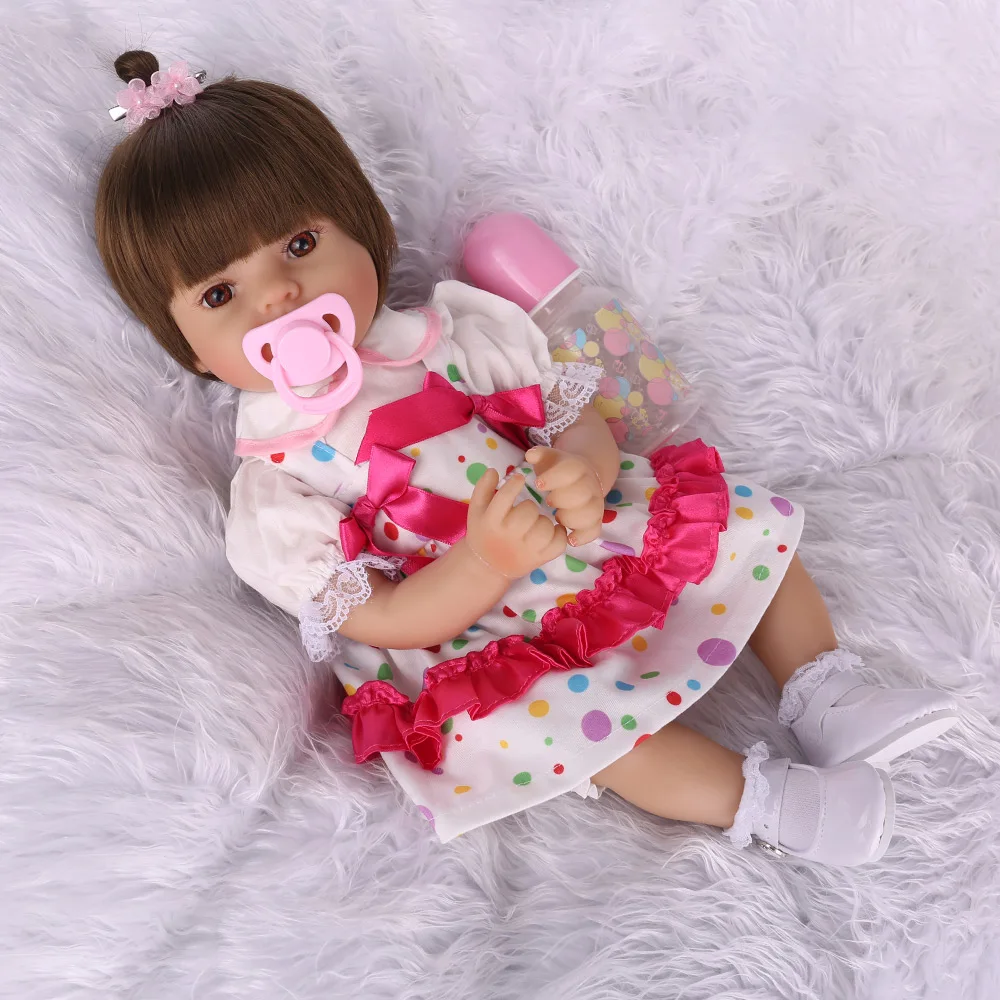 48 см Силиконовая Кукла Reborn baby Doll девочка Bebe короткие волосы Реалистичная живая