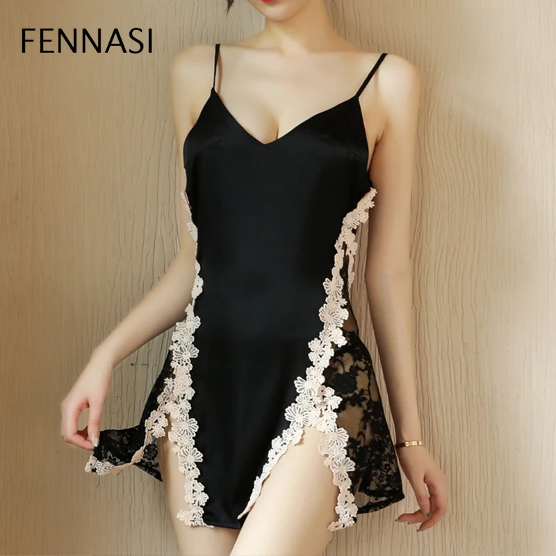 

Пикантная Пижама FENNASI, шифоновая Прозрачная Кружевная юбка на бретельках, соблазнительная одежда для секса, женское эротическое нижнее бел...