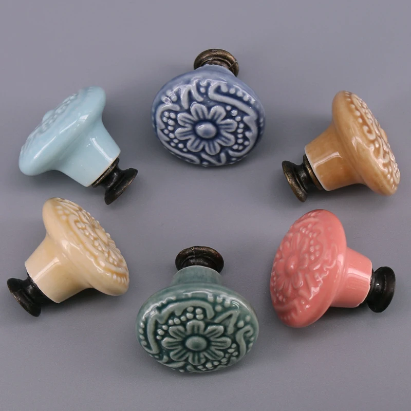 1х милые детские ручки для спальни цветочный шкаф комода керамические 33 мм|Ручки