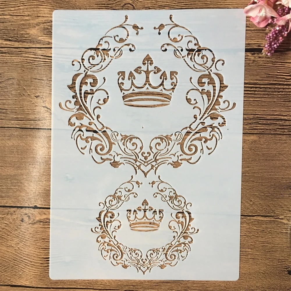 

A4 29cm Vintage Crown Garland DIY Layering Stencils Wall Painting Scrapbook Coloring Embossing Album Decorative Template