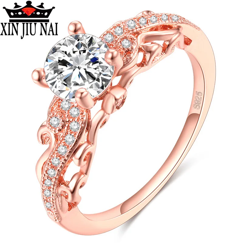 

Romad Gypsophila Rose Gold Color Rings Four Claw Solitaire Cz Crystal Forever Wedding Ring Jewelry For Women Bands Jewelry