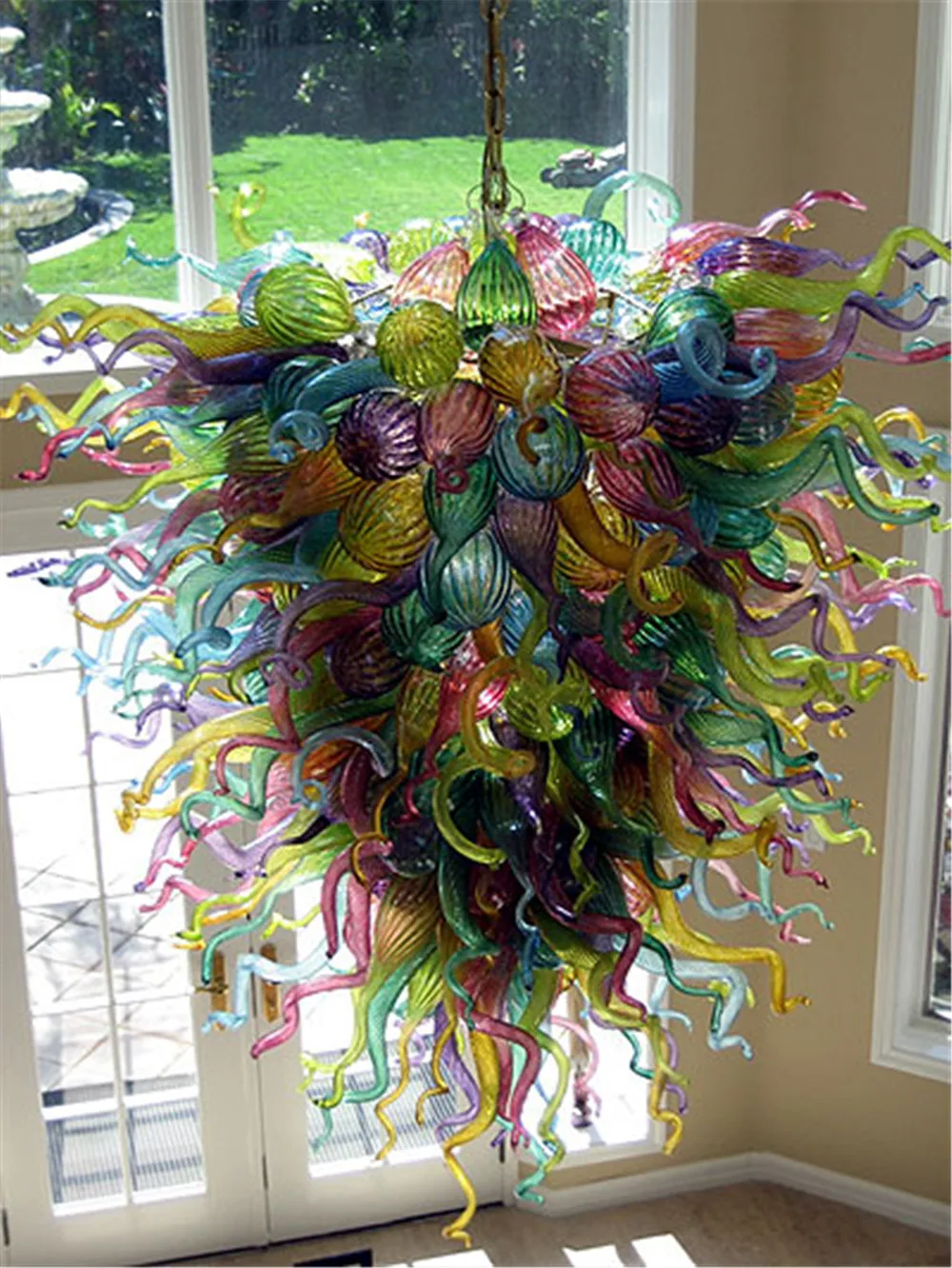 100% Mouth Blown Borosilicate Chihully Style Murano Stained Glass Chandelier