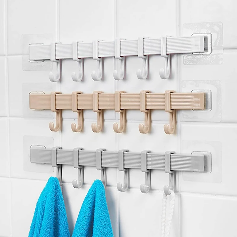 

Multi-Purpose Hooks Towel Holder Row Hook Non-marking Adhesive Kitchen Bathroom Wall Mount Hook Bathroom Accessories