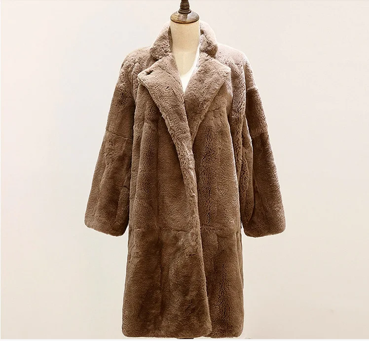 Зимнее пальто из искусственного меха длинная свободная плюшевая куртка