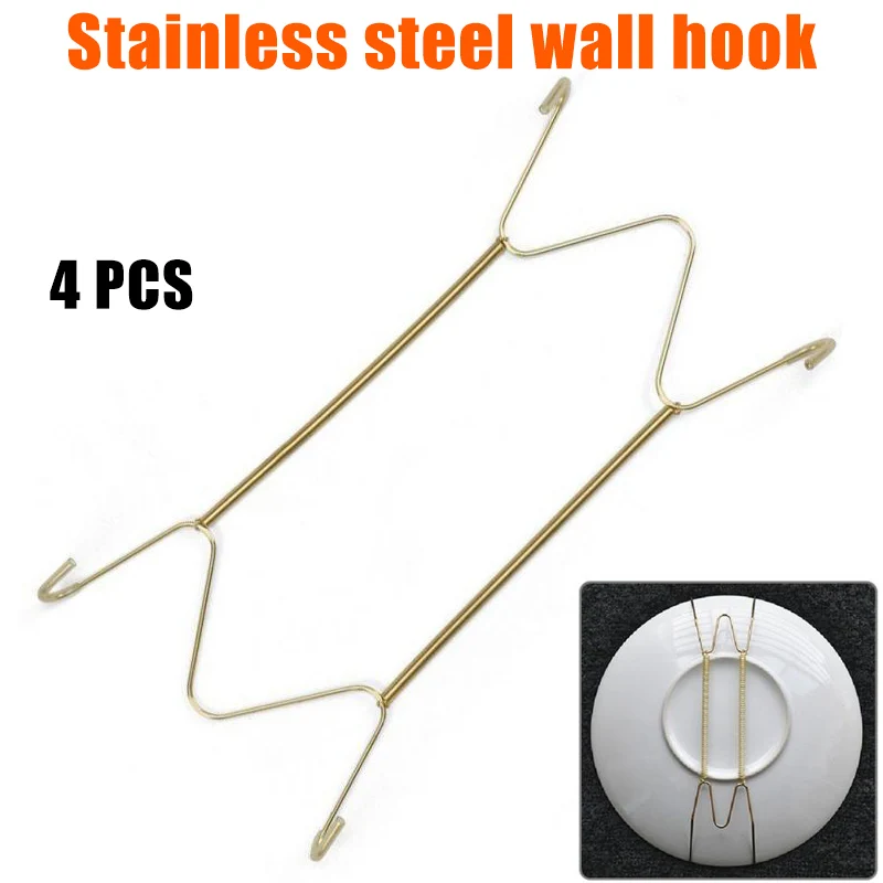 

For Home Tidy Plate Dishes Stainless Steel Hanger Spring Plates Holder Hook Wall Mount Adapter Home Decoration Vj-drop