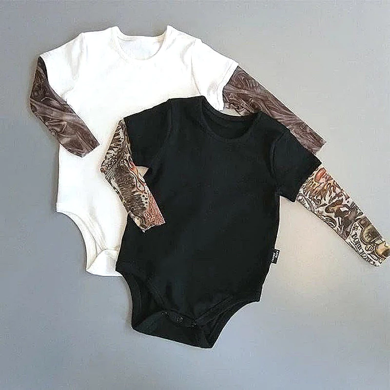 Комбинезоны для маленьких девочек и мальчиков с рукавами татуировками