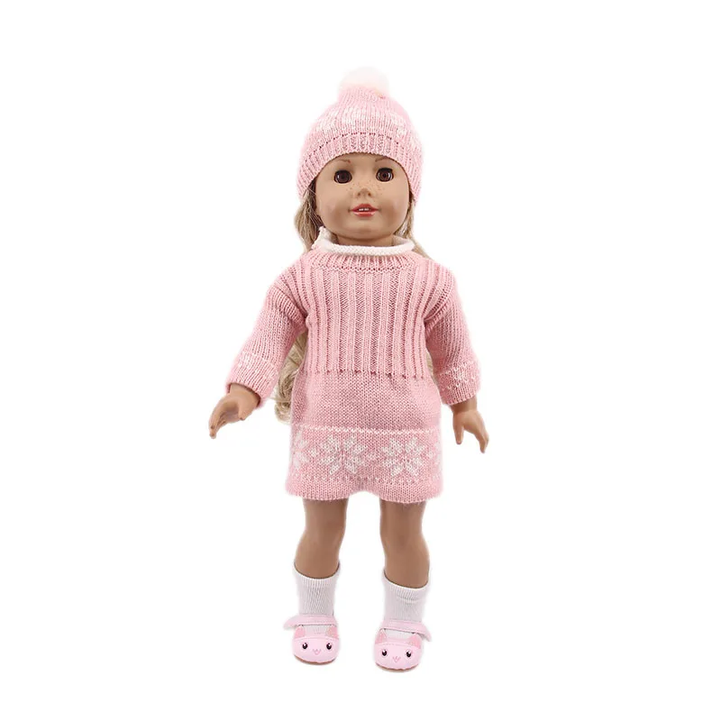 LUCKDOLL новый зимний свитер платье подходит 18 дюймов Американский 43 см Кукла одежда