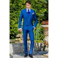 Traje clásico de 3 piezas para hombre, traje de alta calidad con diseño personalizado, solapa con muescas, color azul real, para baile de graduación, (abrigo, pantalones y chaleco), novedad de 2021 (4)