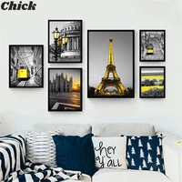 landscape nordic canvas painting home decor wall art building city yellow scenery pastoral bedroom hotel living room picture