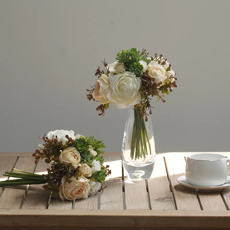 1лот Искусственные букеты роз из шелка для дома, вечеринок, ужинов, свадеб, фотосессий.