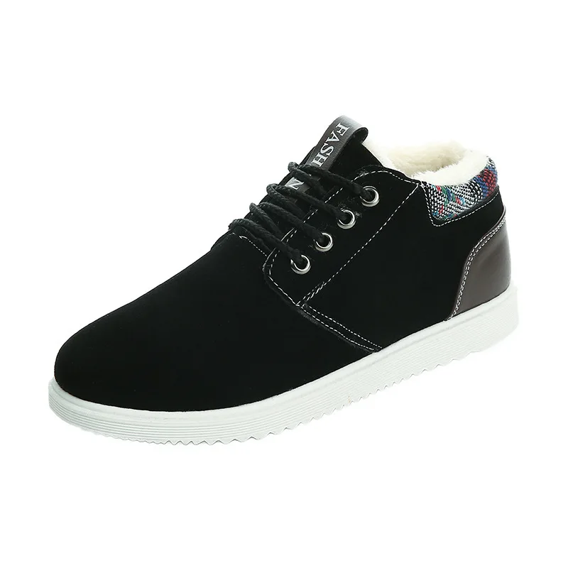 

Новинка 2021, зимние ботинки в уличном стиле для мужчин, Удобные однотонные ботинки с круглым носком, без шнуровки, с плюшевой подкладкой