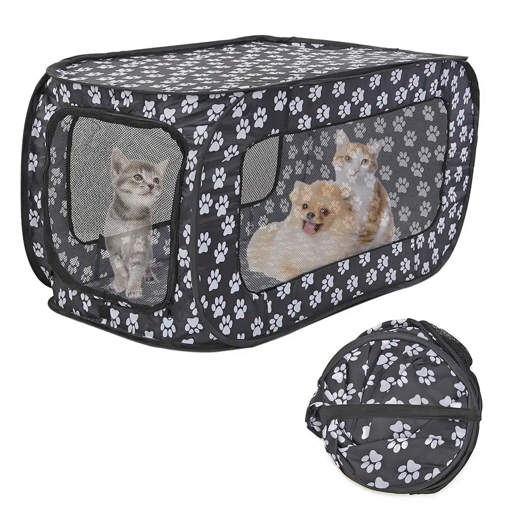 

Portable Folding Pet Tent Houses Foldable Pet Fence Cat Dog Travel Cage Rectangular Dog Cage Playpen Outdoor Puppy Kennel 87CM