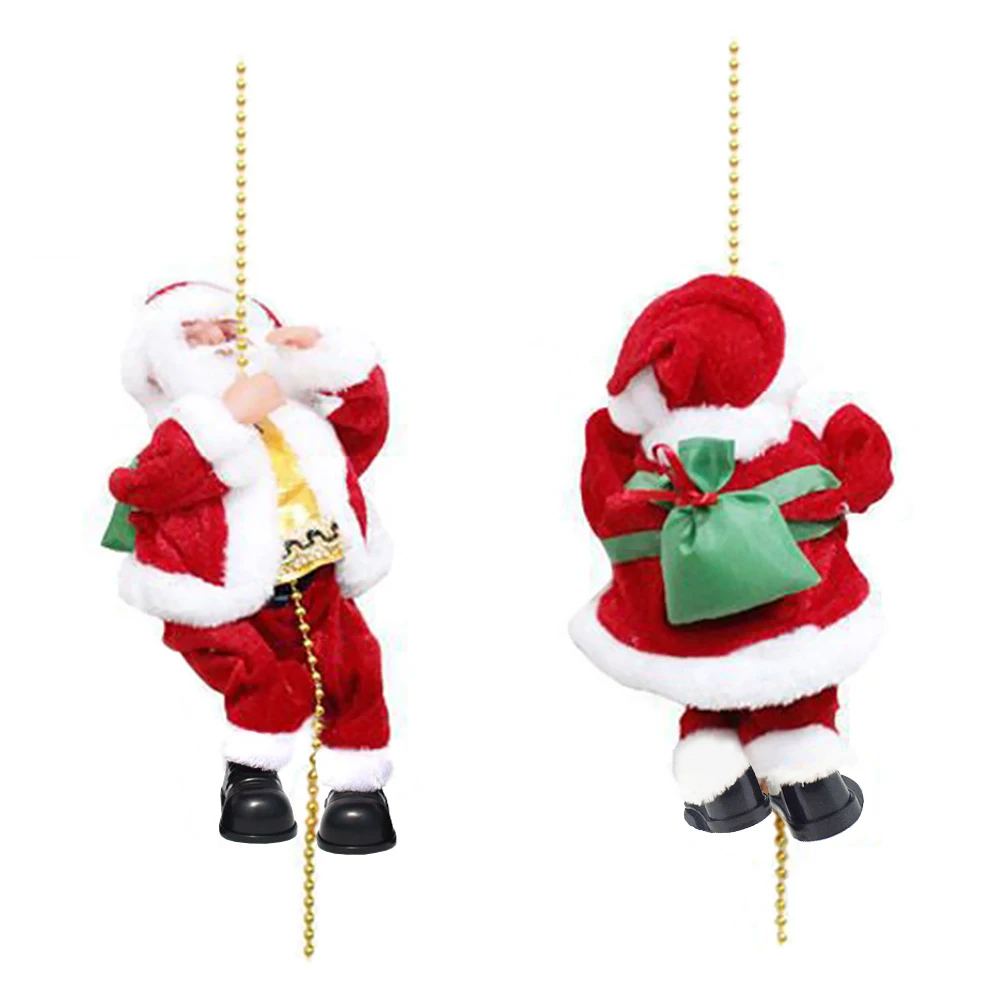 

Christmas Electric Musical Toy Santa Claus Climbing On Rope Xmas Tree Party Hanging Ornaments Home Decor