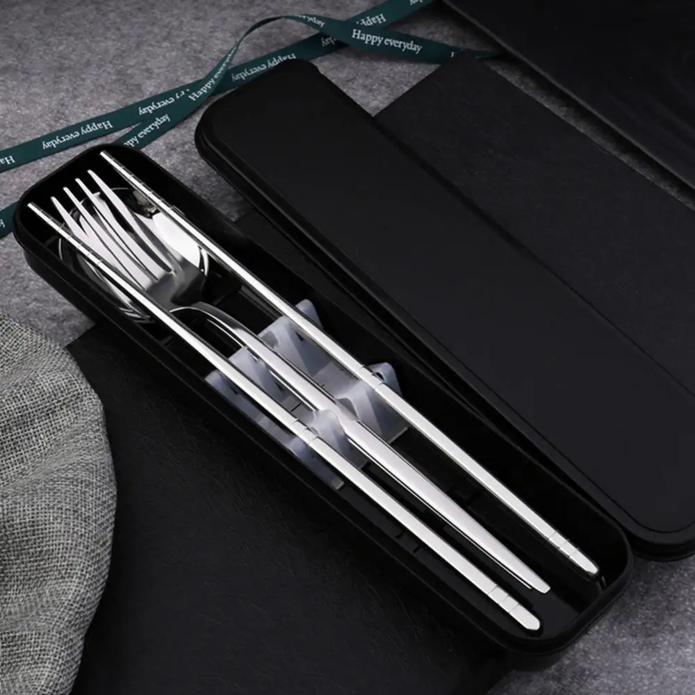 

Stainless Steel Portable Spoon Fork 2/3Pcs Chopsticks Tableware Set Dinner Tools