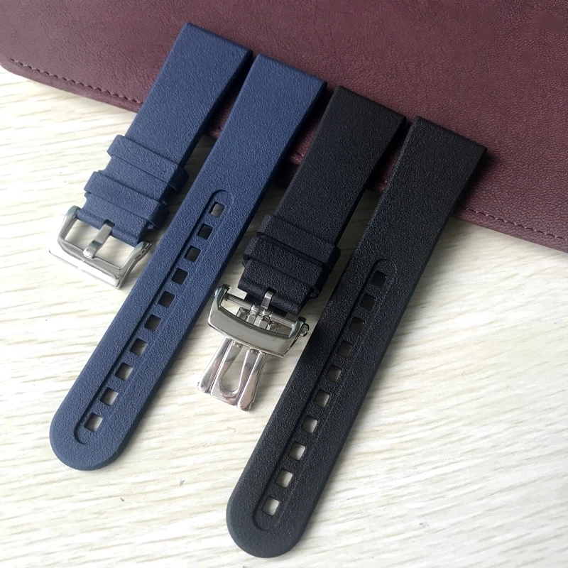 

Brand Quality 23mm Black Bule Rubber Watchband Waterproof For BLANCPAIN Watch Strap Fifty Fathoms Bracelet