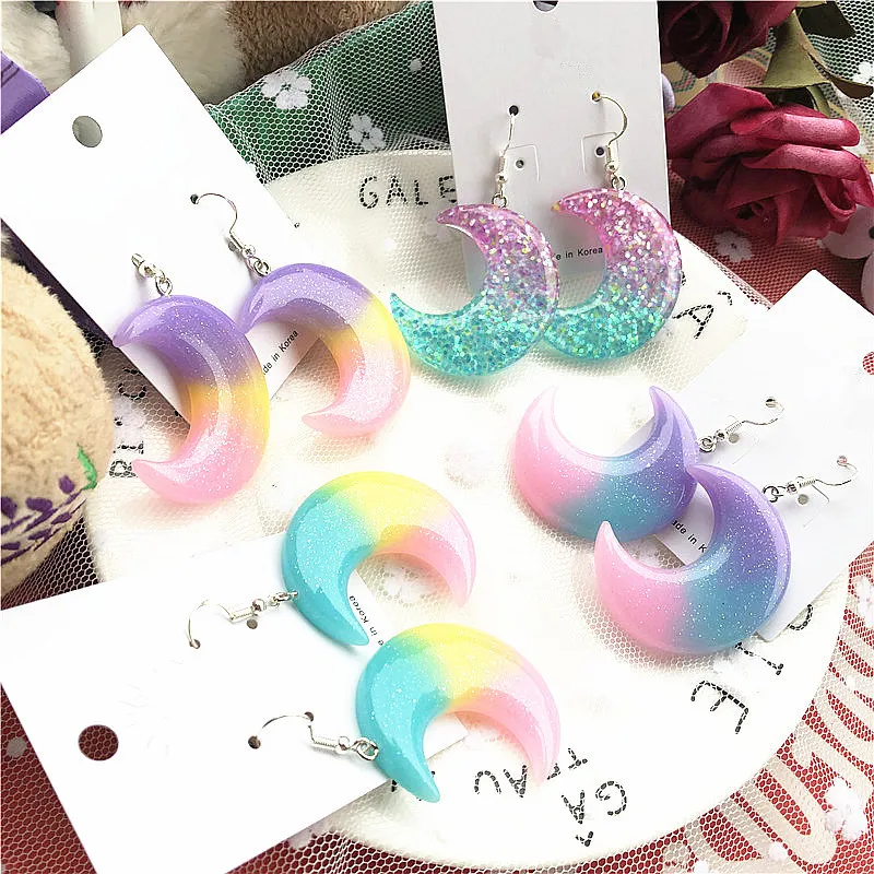 Милые индивидуальные блестящие висячие серьги в виде Луны яркие моряка Муны