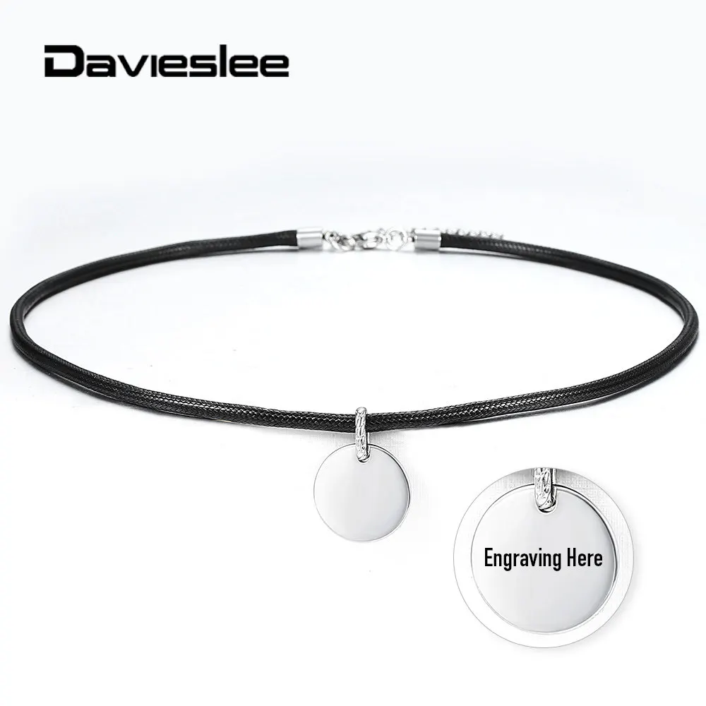 Мужское и женское кожаное ожерелье из нержавеющей стали 4 мм LDN155|Индивидуальные