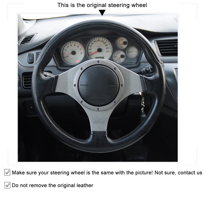 Черная замша красный маркер DIY чехол рулевого колеса автомобиля для Mitsubishi Lancer