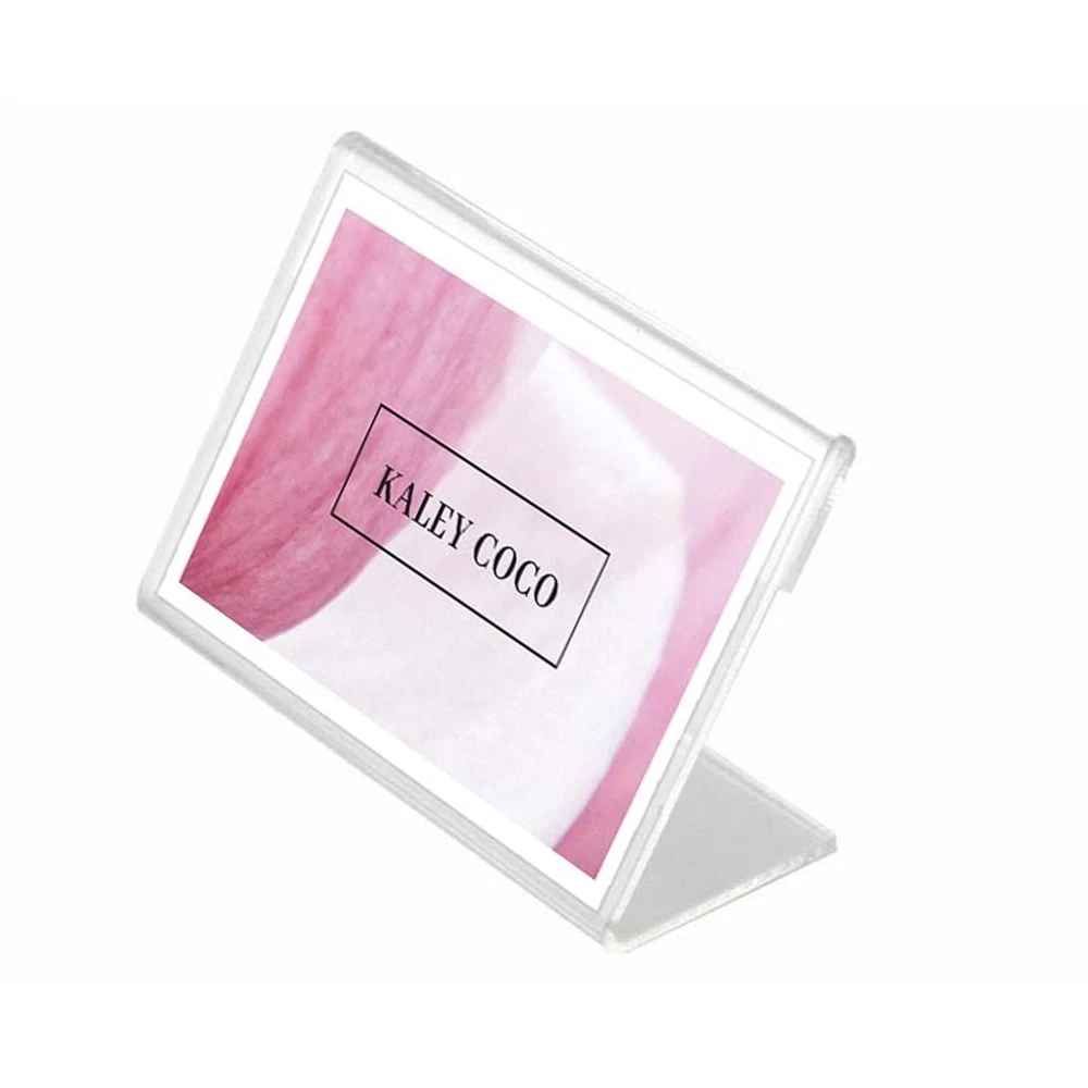 90x60mm 50pcs T 2mm Price Tag Name Card Display Stand L Acrylic Frame Desk Sign Paper Plate Label Holder | Дом и сад