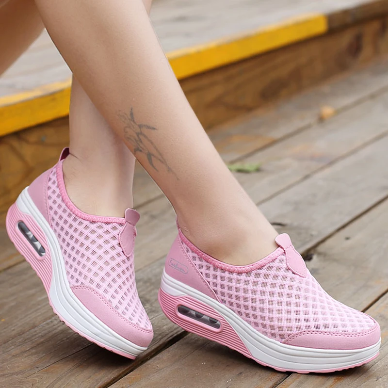 

Women Casual Shoes 2021 Soft Bottom Walking Shoes Woman Air Mesh Vulcanize Shoes Summer Chunky Sneakers For Basket Femme Wedges