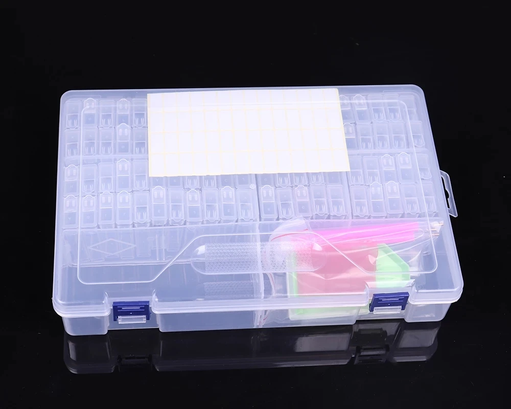 PDMDOG-caja de almacenamiento para pintura de diamantes, contenedor de cuentas port&aacute;til con 84 rejillas, 5d, accesorios de bordado de diamantes, herramientas-1