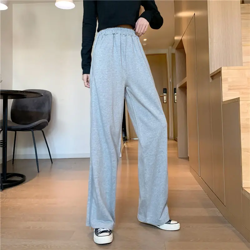 

MINGLIUSILI Korean Fashion Wide Leg Pant Summer 2021 Black Trousers Women High Waist Streetwear Loose Casual Pants Women