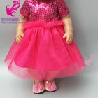 Размер 43 см, качественное розовое платье принцессы с пайетками для девочки 18 дюймов, Кукольное платье, комплект для девочки, подарок