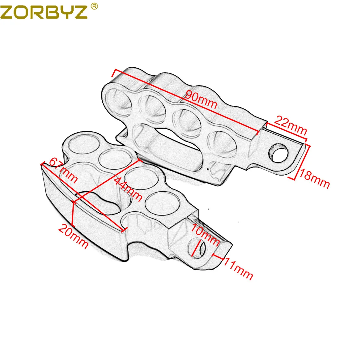 ZORBYZ мотоцикл Управление подножки Летающий костяшки опорные изготовленный на