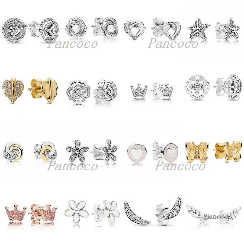 

Original 925 Sterling Silver White & Pink Enamel Daisy Flower Stud Earrings For Women Wedding Gift Fashion Jewelry