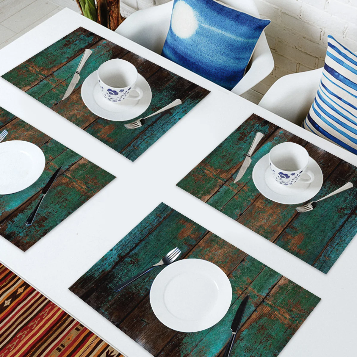 4 6 штук в партии комплект Коврики на стол Винтаж текстура древесины с Столовая