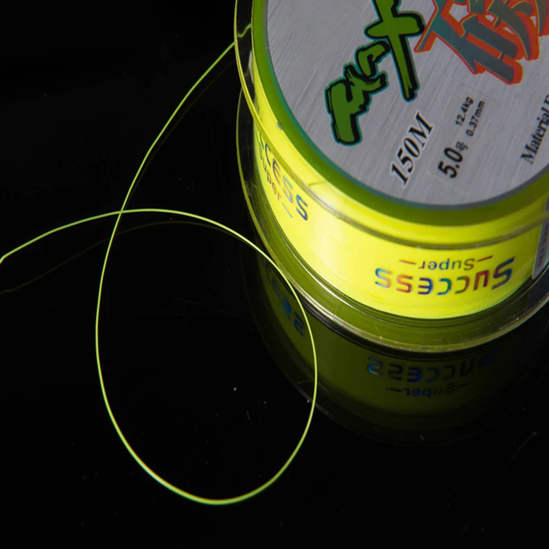 Флуоресцентная желтая нейлоновая рыболовная леска 150 м полуплавающая