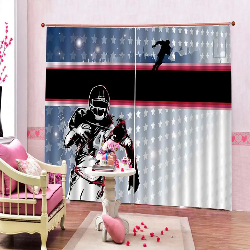 

Fashion Custom Sportsman Run Photo Window Curtain stadium Office Hotel Blackout Drapes Decor set （left and right side)