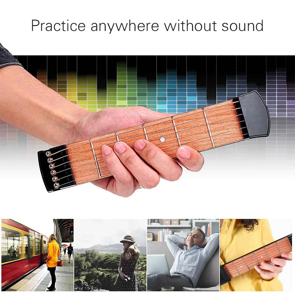 

6 String 6 Fret Model Portable Pocket Guitar Neck Chord Trainer Guitar Practice Tool for Trainer Beginner Black