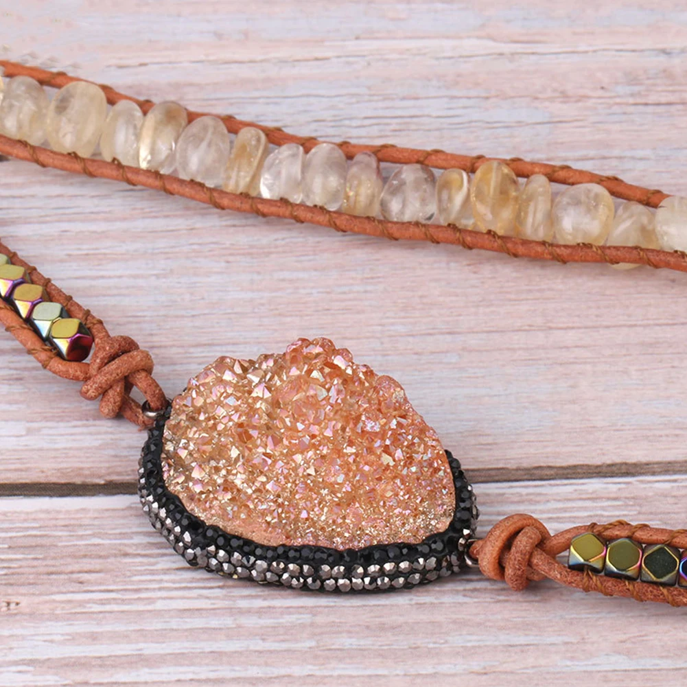 

Chain Wrap Natural Charm Fashion Crystal Stone Gift Exquisite All Match Ethnic Style DIY Braided Lightweight Women Bracelet