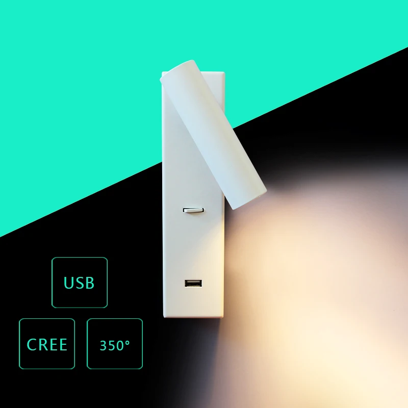 Комнатные СВЕТОДИОДНЫЕ ПОВОРОТНЫЕ настенные светильники прикроватный