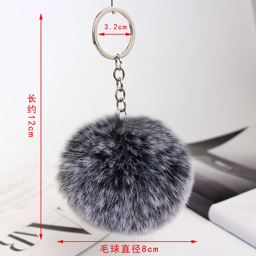 

Fluffy Fur Pom Keychains Toys Soft Faux Rex Rabbit Fur Ball Car Keyring Pompom Key Chains Gift For Baby Kids