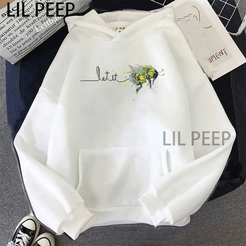 

Толстовка женская оверсайз с капюшоном, пчела, подсолнух