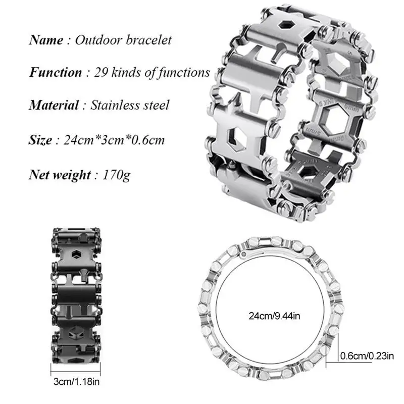 

Multi Tool Bracelet Tread Bracelet Multifunction Tool Outdoor Bolt Driver Tools Kits Travel Wearable Bike Multitool Outdoor Tool