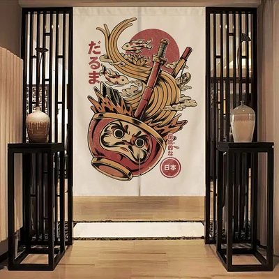 

Korean Restaurant Hotel Commercial Kitchen Ramen Noodles Sushi Cat Fabric Partition Door Curtain Wall Decor Screen