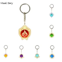 anime genshin impact game character acrylic keychain eye of god water wind thunder fire rock ice element keyring fans charm gift